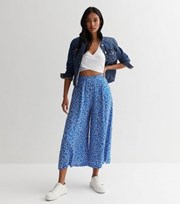 New Look Blue Ditsy Floral Wide Leg Crop Trousers